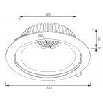 Downlight LED Redondo Niquel 230mm 40W, corte 185mm, Especial Carne